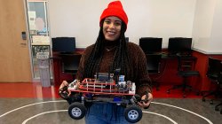 Laura Paulino with her vehicle