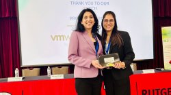Dr. Aparna Varde with recent graduate Jyoti Yadav with their NJBDA Best Poster award