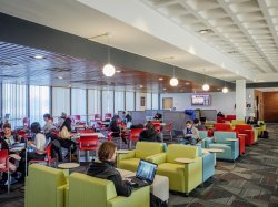 Student Center 3rd Floor Lounge with students