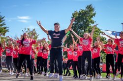 Students performing at Homecoming.