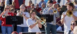 Picture of some Pep Band members at a game.