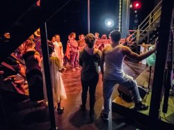 scene in "Best Little Whorehouse" from backstage