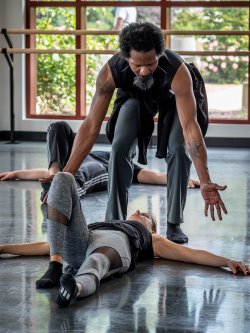 MFA Dance Students engaged in exercises