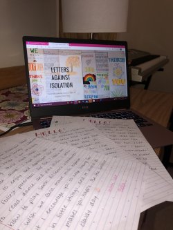 A student participating in virtual service on 9/11 Day
