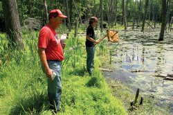 Professor and student at the school of conservation site