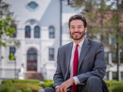 President Koppell in front of Cole Hall