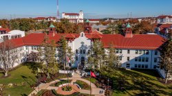 aerial photo of cole hall