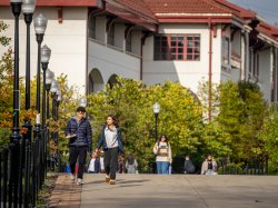 Students walking on a New Jersey college campus.