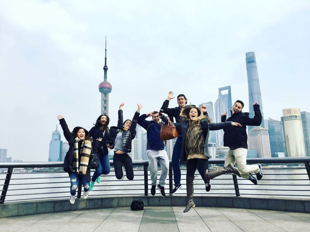 Students jumping in Shanghai